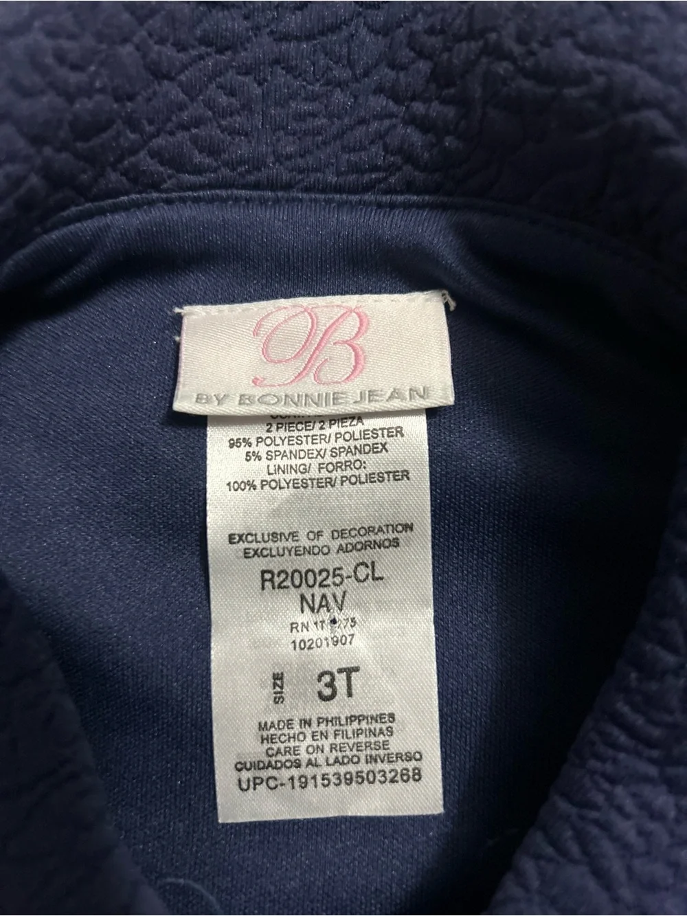 Bonnie Jean Navy Coat w Bows.    Size 3T. NWT